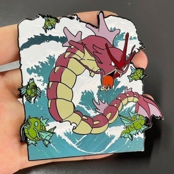 HUGE Red Shining Gyarados & Magikarp Pin – Limited Tsunami Pokémon Collectible - Picture 3 of 7